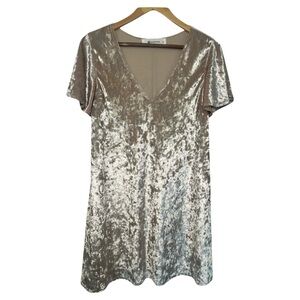 The Impeccable Pig Champagne crushed velvet dress Velour Size Small Party
